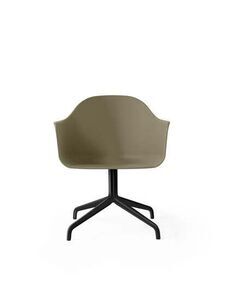 Audo Copenhagen - Harbour Dining Chair, Star Base, Swivel w/Return, Shell Without Upholstery, Black Aluminium, Shell, Olive