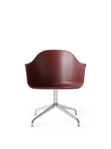 Audo Copenhagen - Harbour Dining Chair, Star Base, Swivel w/Return, Shell Without Upholstery, Polished Aluminium, Shell, Burned Red