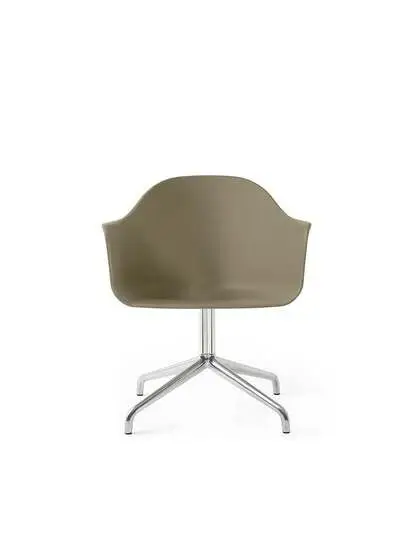 Audo Copenhagen - Harbour Dining Chair, M. returdrej, Aluminium, Olivenfarvet sæde