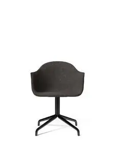Audo Copenhagen - Harbour Dining Chair, M. returdrej, Sort aluminium, 0154 Grå stof