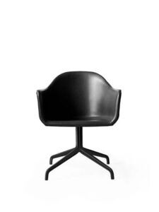 Audo Copenhagen - Harbour Dining Chair, M. returdrej, Sort Aluminium, 0842 Sort læder/Dakar