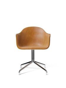 Audo Copenhagen - Harbour Dining Chair, M. returdrej, Aluminium, 0250 Cognac læder/Dakar