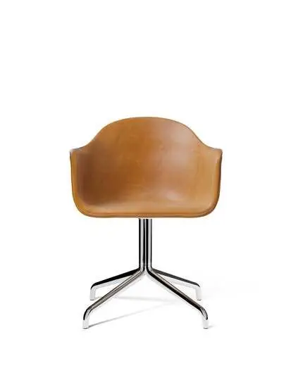 Audo Copenhagen - Harbour Dining Chair, M. returdrej, Aluminium, 0250 Cognac læder/Dakar