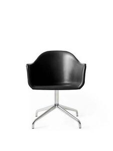 Audo Copenhagen - Harbour Dining Chair, M. returdrej, Aluminium, 0842 sort læder/Dakar