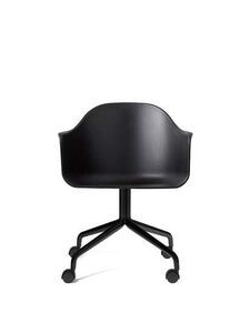 Audo Copenhagen - Harbour Dining Chair, Swivel Base w/Casters, Black Aluminum, Black Shell