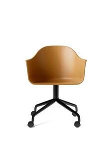 Audo Copenhagen - Harbour Dining Chair, Swivel Base w/Casters, Black Aluminum, Khaki Shell