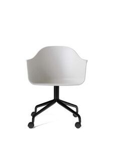 Audo Copenhagen - Harbour Dining Chair, Swivel Base w/Casters, Black Aluminum, Light Grey Shell