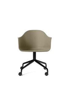 Audo Copenhagen - Harbour Dining Chair, Swivel Base w/Casters, Black Aluminum, Olive Shell