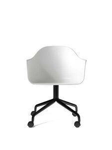Audo Copenhagen - Harbour Dining Chair, Swivel Base w/Casters, Black Aluminum, White Shell