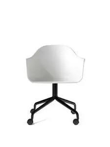 Audo Copenhagen - Harbour Dining Chair, Swivel Base w/Casters, Black Aluminum, White Shell