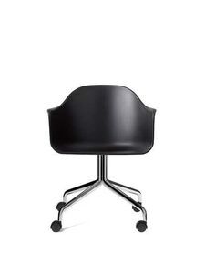 Audo Copenhagen - Harbour Dining Chair, Swivel Base w/Casters, Polished Aluminum, Black Shell