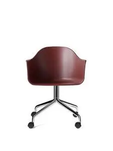 Audo Copenhagen - Harbour Dining Chair, Swivel Base w/Casters, Polished Aluminum, Burned Red Shell