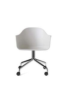 Audo Copenhagen - Harbour Dining Chair, Swivel Base w/Casters, Polished Aluminum, Light Grey Shell