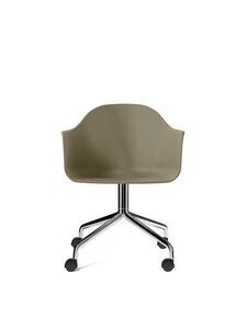 Audo Copenhagen - Harbour Dining Chair, Swivel Base w/Casters, Polished Aluminum, Olive Shell