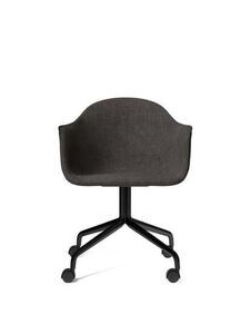 Audo Copenhagen - Harbour Dining Chair, Star Base w/Casters, Upholstered Shell PC2T, Black Aluminium, EU/US - CAL117 Foam, 0154 (Grey) Canvas, Canvas, Kvadrat