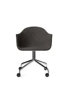 Audo Copenhagen - Harbour Dining Chair, Star Base w/Casters, Upholstered Shell PC2T, Polished Aluminium, EU/US - CAL117 Foam, 0154 (Grey) Canvas, Canvas, Kvadrat