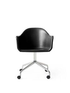 Audo Copenhagen - Harbour Dining Chair, Star Base w/Casters, Upholstered Shell PC1L, Polished Aluminium, EU/US - CAL117 Foam, 0842 (Black), Dakar, Dakar, Nevotex