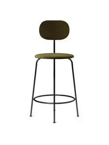 Audo Copenhagen - Afteroom Plus, Bar Chair, Steel Base, Seat Height 73,5 cm, Upholstered Seat and Back PC1T, Black Base, EU/US - CAL117 Foam, 1-3114-035 Champion (Green), Champion, JAB