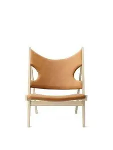Audo Copenhagen - Knitting Lounge Chair, Wood Base, Upholstered with PC2L, Natural Oak, EU/US - CAL117 Foam, 21000 (Cognac), Dunes, Dunes, Sørensen Leather