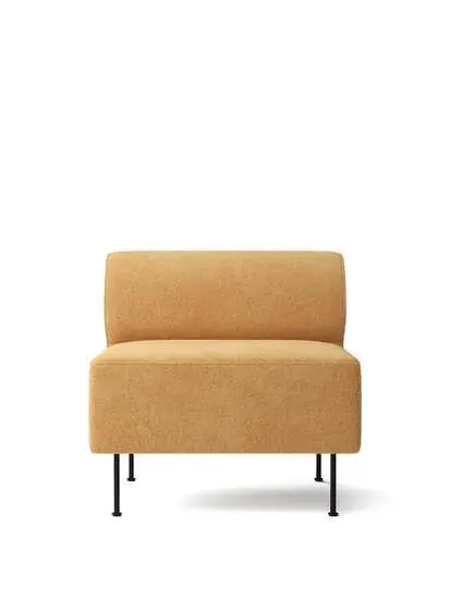 Audo Copenhagen - Eave Dining 80, Black Steel Legs, Upholstered PC2T, EU - HR Foam/Length: 80 cm, 0022 (Orange) Moss, Moss, Kvadrat