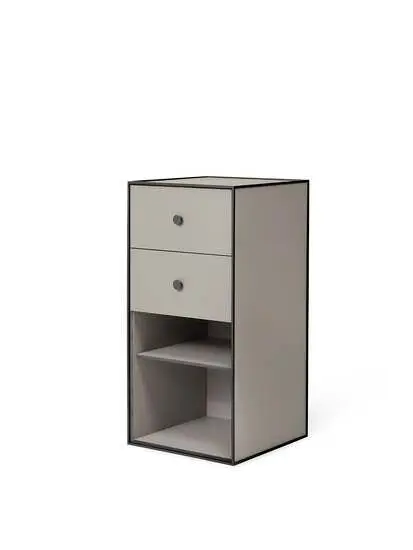 Audo Copenhagen - Frame 70, 35X35X70, Sand Incl. 1 Shelf And 2 Drawers