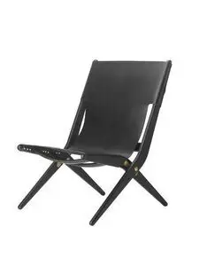 Audo Copenhagen - Saxe Chair, Black Leather, Black Stained Oak