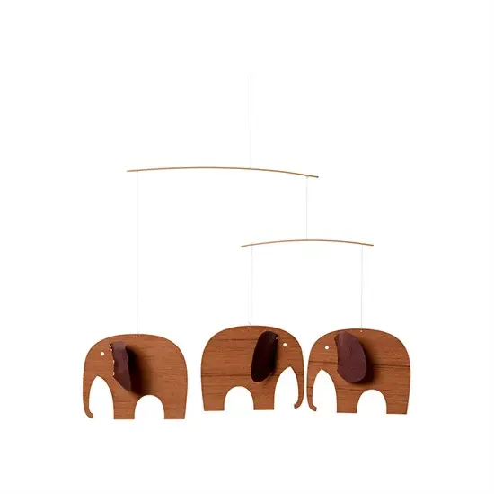 Flensted hanging art - Baby Elefanter mobile - Træ