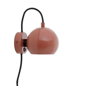 Frandsen Lighting - Ball væglampe - Glossy Red - m. sort ledning