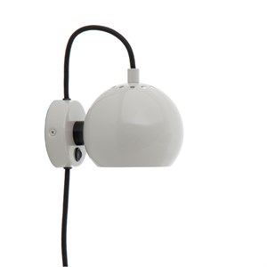Frandsen Lighting - Ball væglampe - Glossy Pale Grey - m. sort ledning