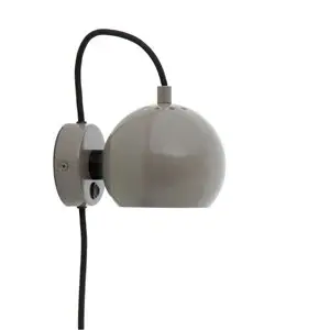Frandsen Lighting - Ball væglampe - Glossy warm grey - m. sort ledning