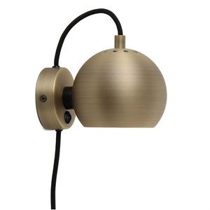 Frandsen Lighting - Ball væglampe i messing / antique brass/mat - m. sort ledning