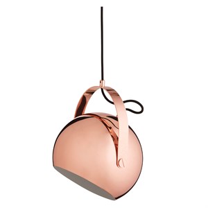 Frandsen Lighting - Ball Pendel with handle - kobber/blank (Ø 18 cm) med sort stofledning