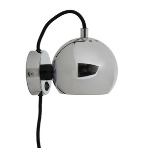 Frandsen Lighting - Ball væglampe - krom blank m. sort ledning