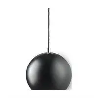 Ball pendel - sort mat (Ø 18 cm) m. sort stofledning