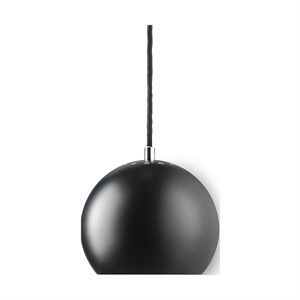 Image of Ball pendel - sort mat (Ø 18 cm) m. sort stofledning