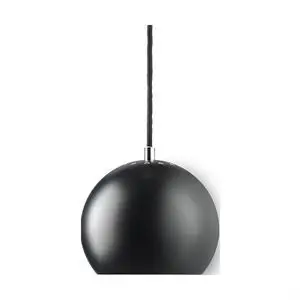 Ball pendel - sort mat (Ø 18 cm) m. sort stofledning