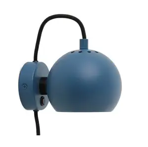 Frandsen Lighting - Ball væglampe - petroleums blå mat m. sort ledning