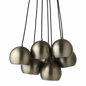 Image of Frandsen Lighting - Ball multi pendel (antik messing/mat) m. sort stofledning