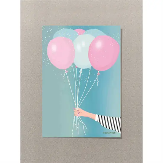 VisseVasse - Mini Kort - Bouquet of Balloons - Til og fra - A7