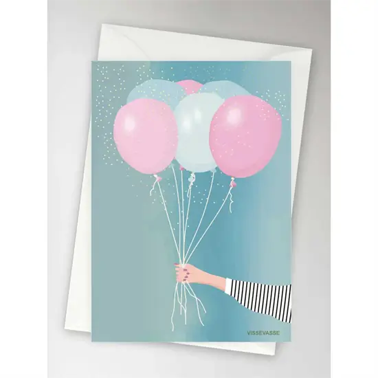 VisseVasse - Fødselsdagskort - Bouquet of Balloons - 10x15 cm