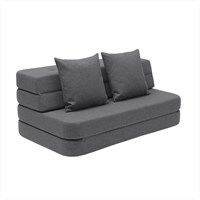 By KlipKlap -  KK 3 Fold sofa 120 cm - Blågrå med grå knapper 