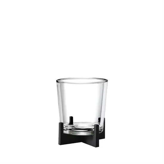 Blomus NERO lysestage med glasindsats og sort base. Moderne og enkel stil.