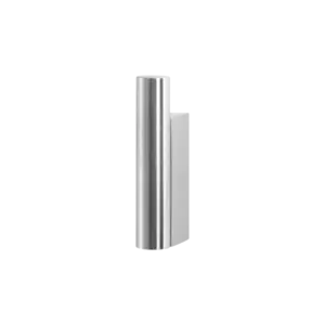 Cylindrisk vægkrog i rustfrit stål med mat finish og enkel, fastgørelsesfri design.