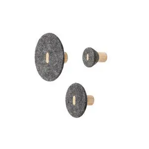 Blomus - Set of 3 Wall Hooks  Dark Gray Melange   - PELA  -