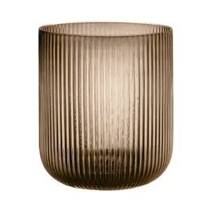 Cylindrisk lanterne med lodrette riller i kaffefarve.
