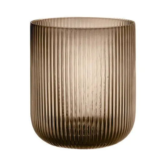 Cylindrisk lanterne med lodrette riller i kaffefarve.