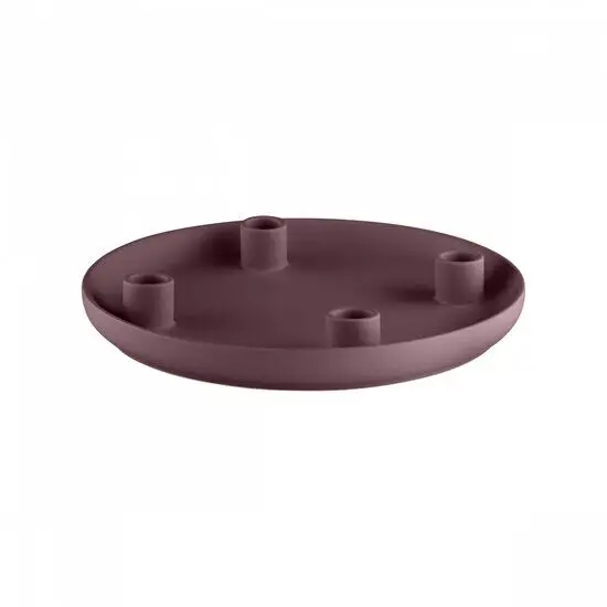 Rund lysestage med mat finish, fire holder til lys, let hævede kanter.