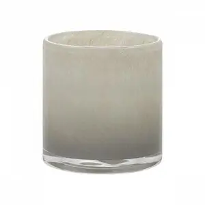 Cylindrisk hurricane-lampe med glat, gradient overflade fra lys til mørk nuance.