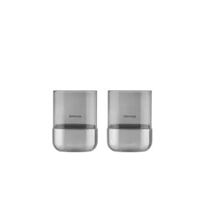 Blomus - Tealight Holder, Set of 2 -  CALMA - Stainless Steel matt, glass smoke