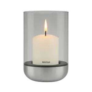 Blomus - Hurricane Lamp -  CALMA - Stainless Steel matt, glass smoke
